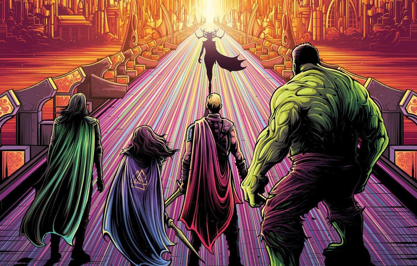 1332x850 Wallpaper Hulk, Marvel, Thor, Loki, Asgard, Valkiriya, Hela, Thor