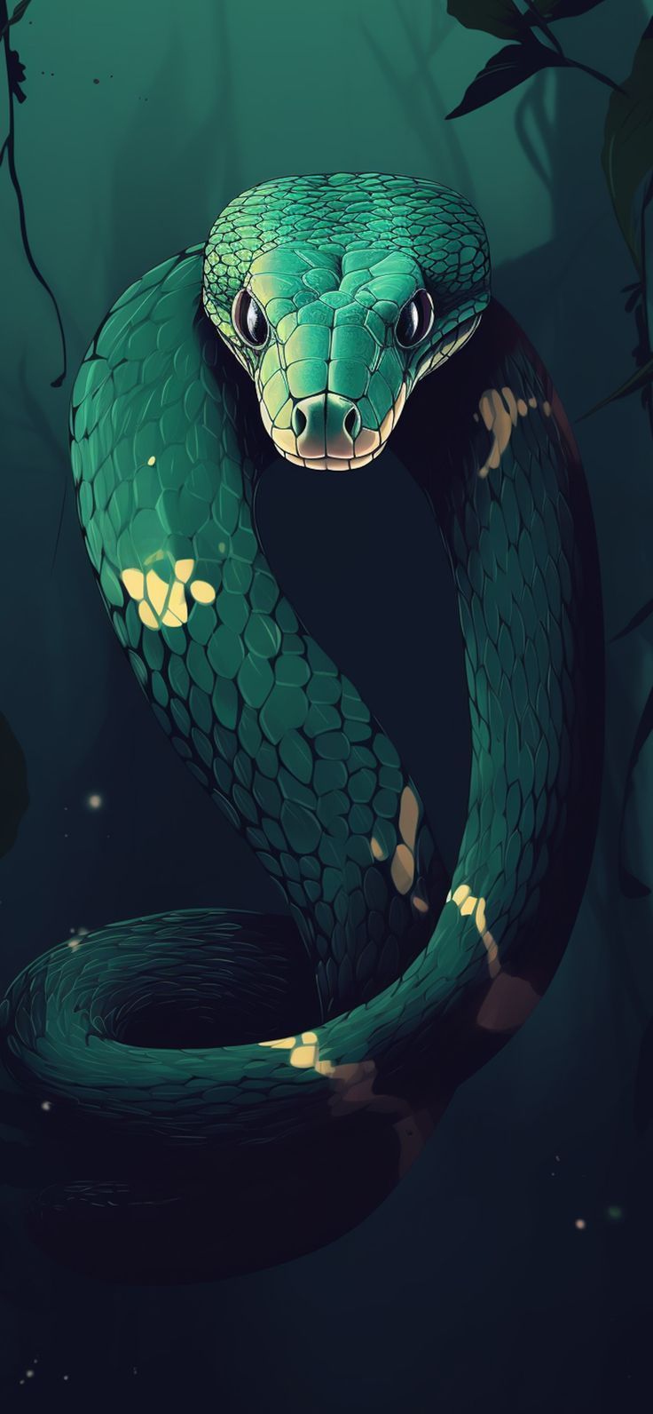 736x1592 Green Snake Wallpaper 4k