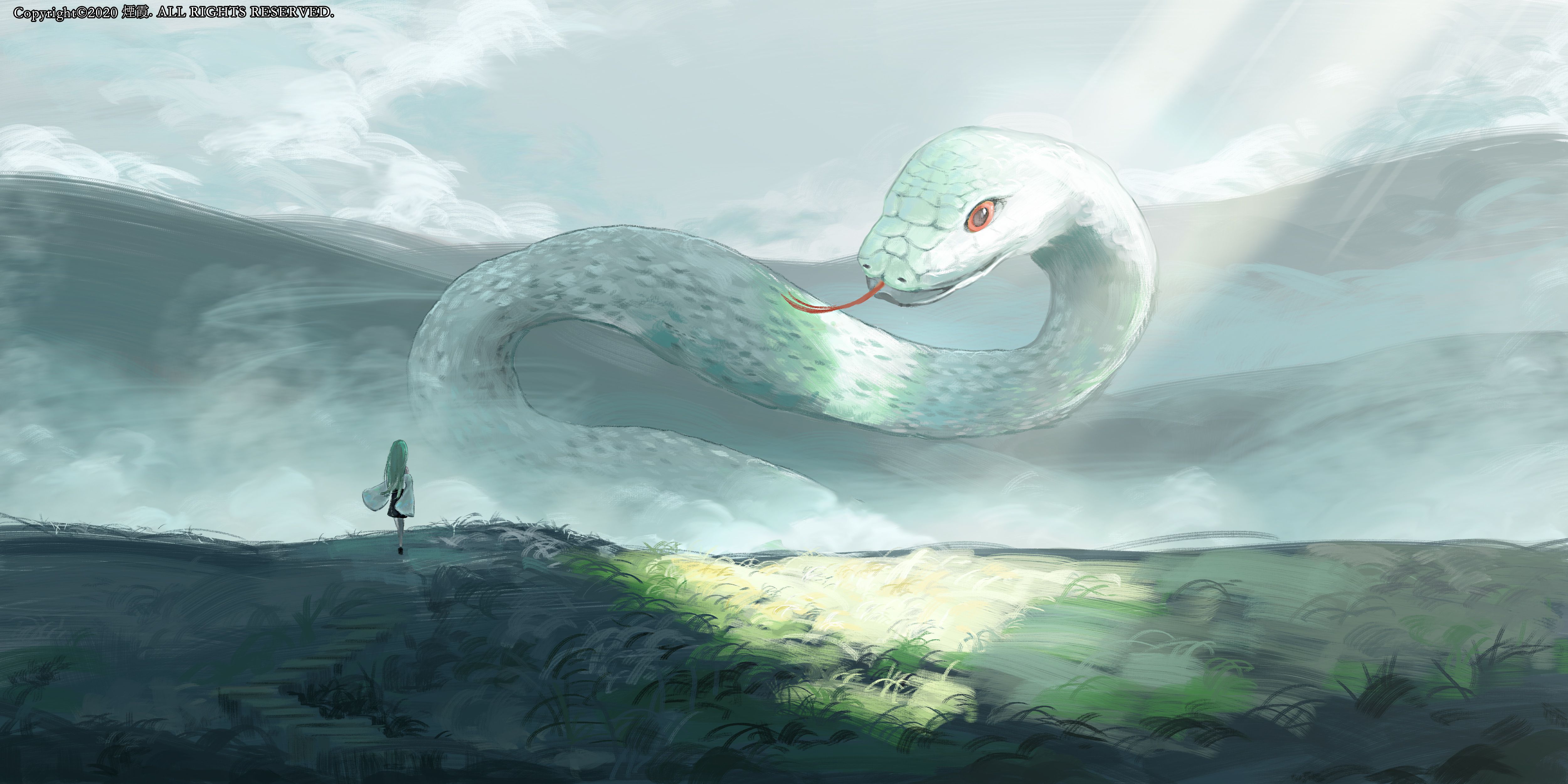 5000x2500 anime, snake, anime girls, Touhou