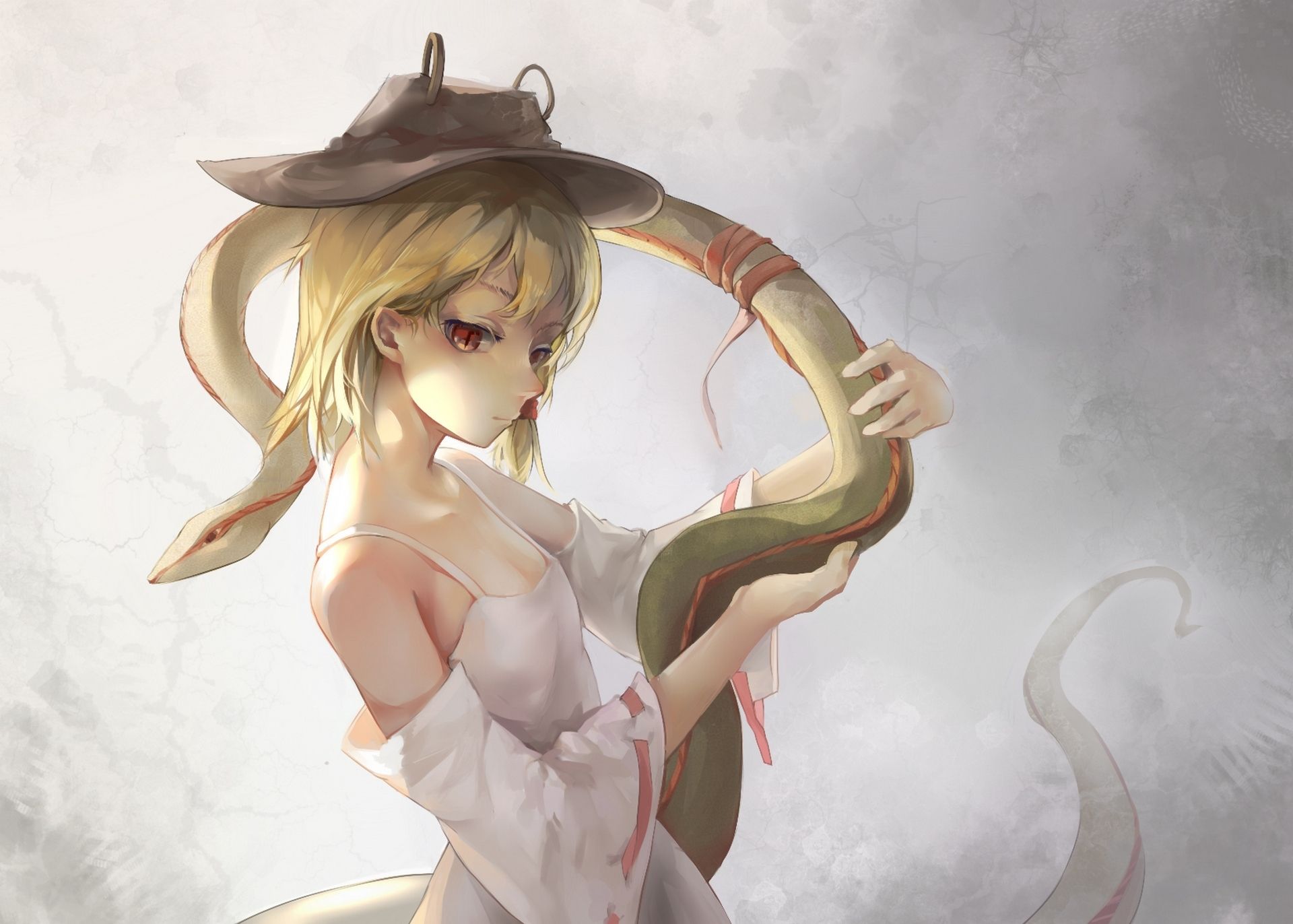 1920x1372 Download wallpaper girl, snake, hat