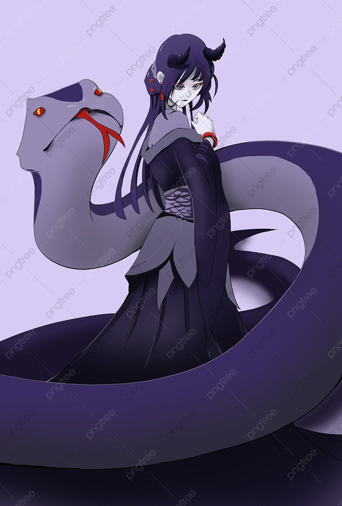 1200x1774 Mysterious Snake Girl Illustration