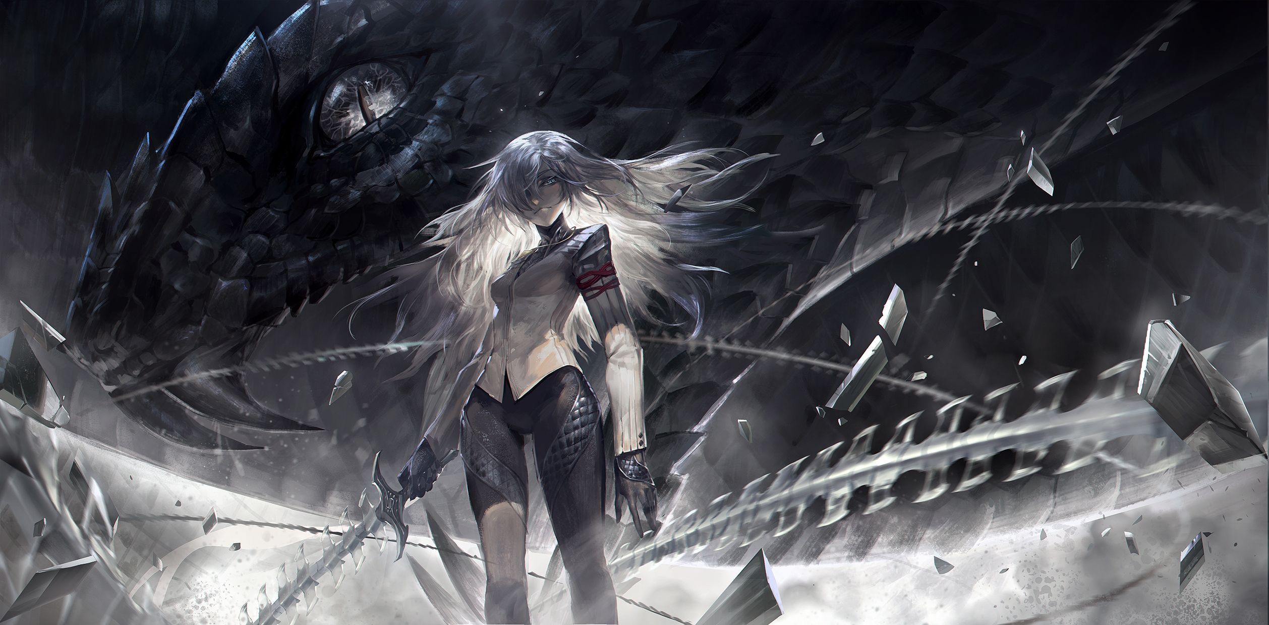 2516x1240 Anime Girl Ice Original Anime Snake