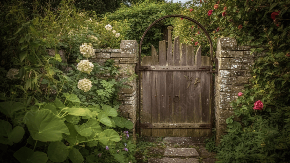1200x673 Stone Gate In A Garden Is Opening Up