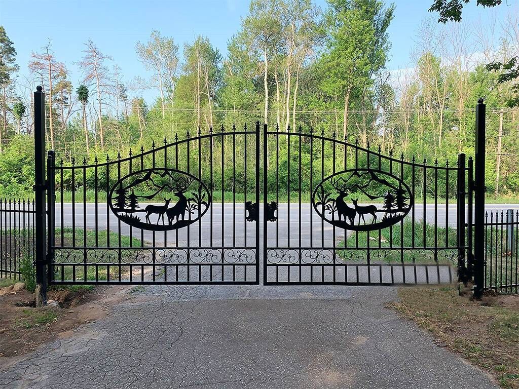 1024x768 20ft Steel Dual Swing Wrought Iron Gate