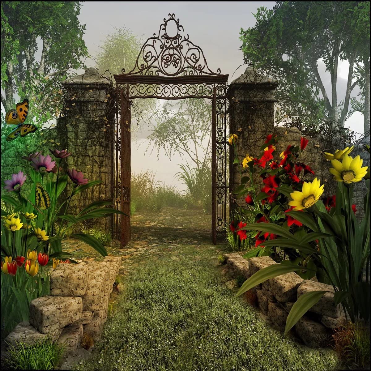 1200x1200 CORFOTO Fantasy Garden Tapestry Wall