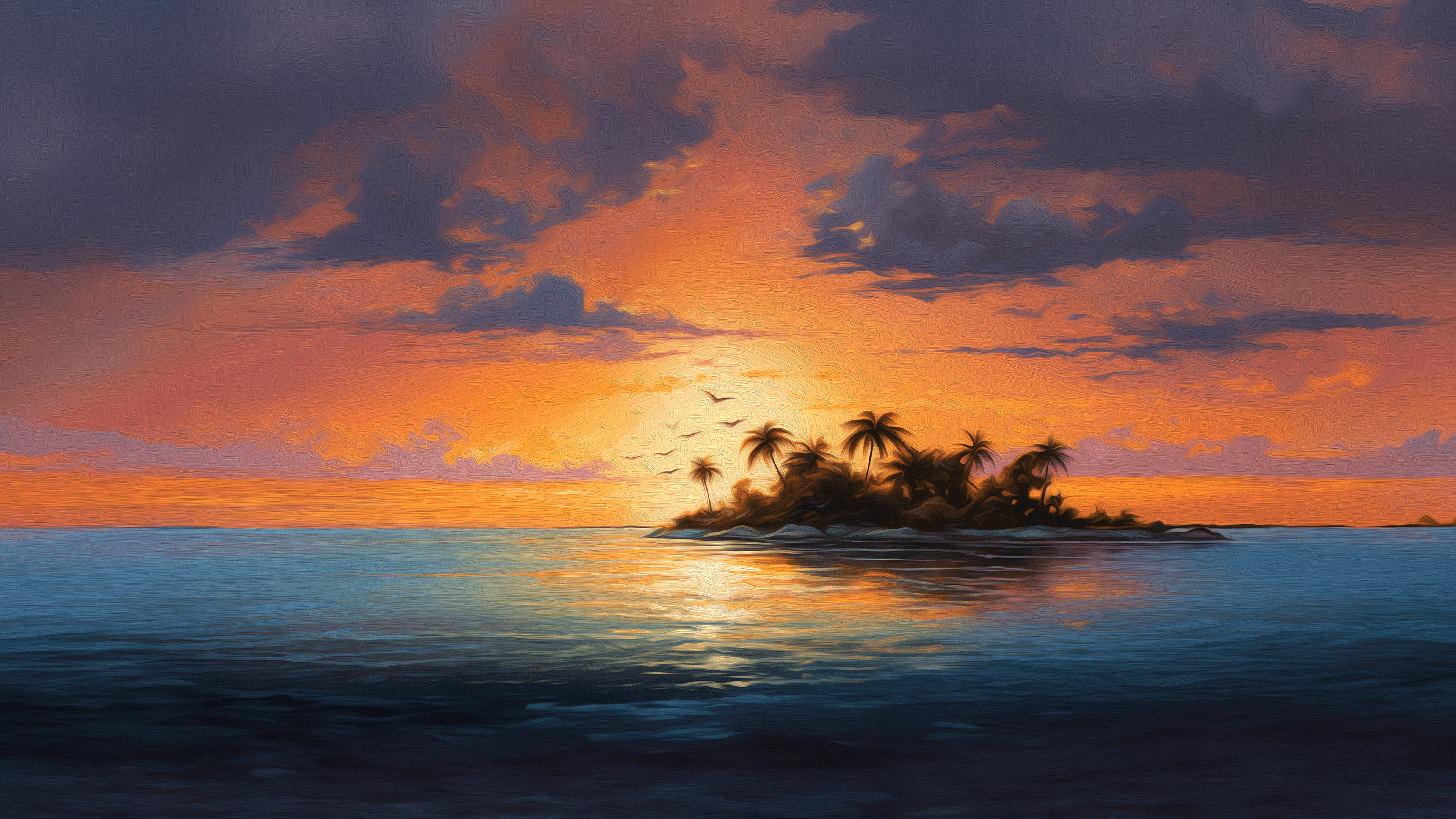 3840x2160 Tropical Paradise Sunset Wallpaper 4K
