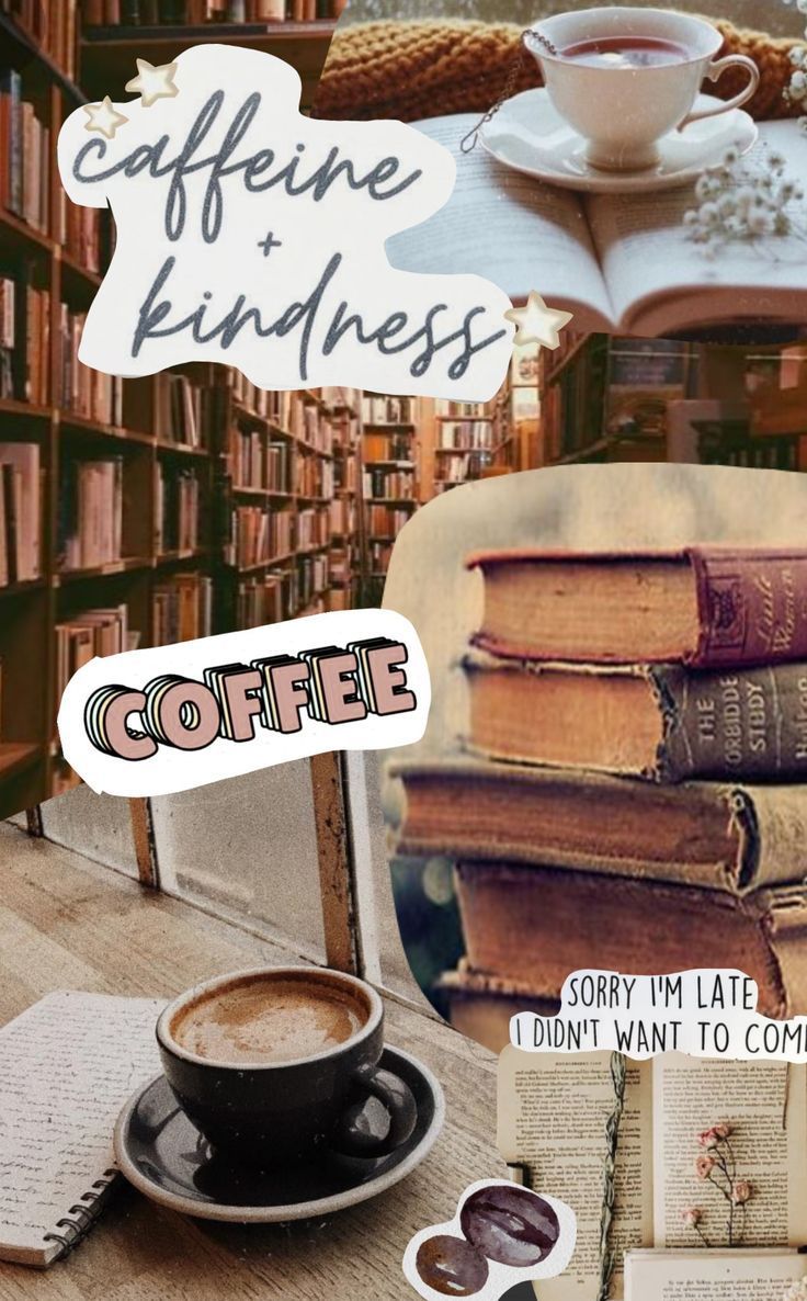 736x1186 cute coffee and books iphone wallpaper