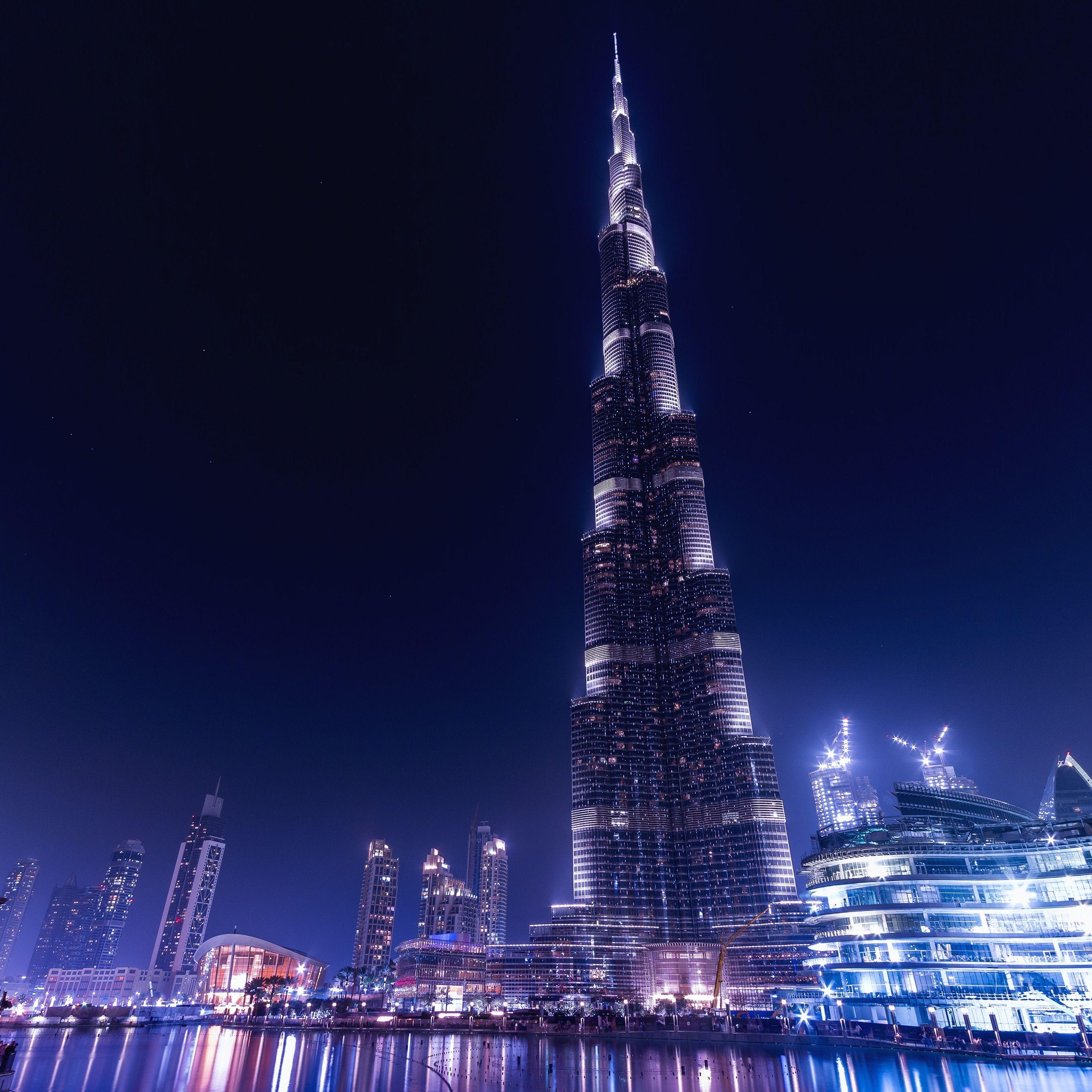 Màn hình iPad Pro Retina 2932x2932 Burj Khalifa Dubai Night