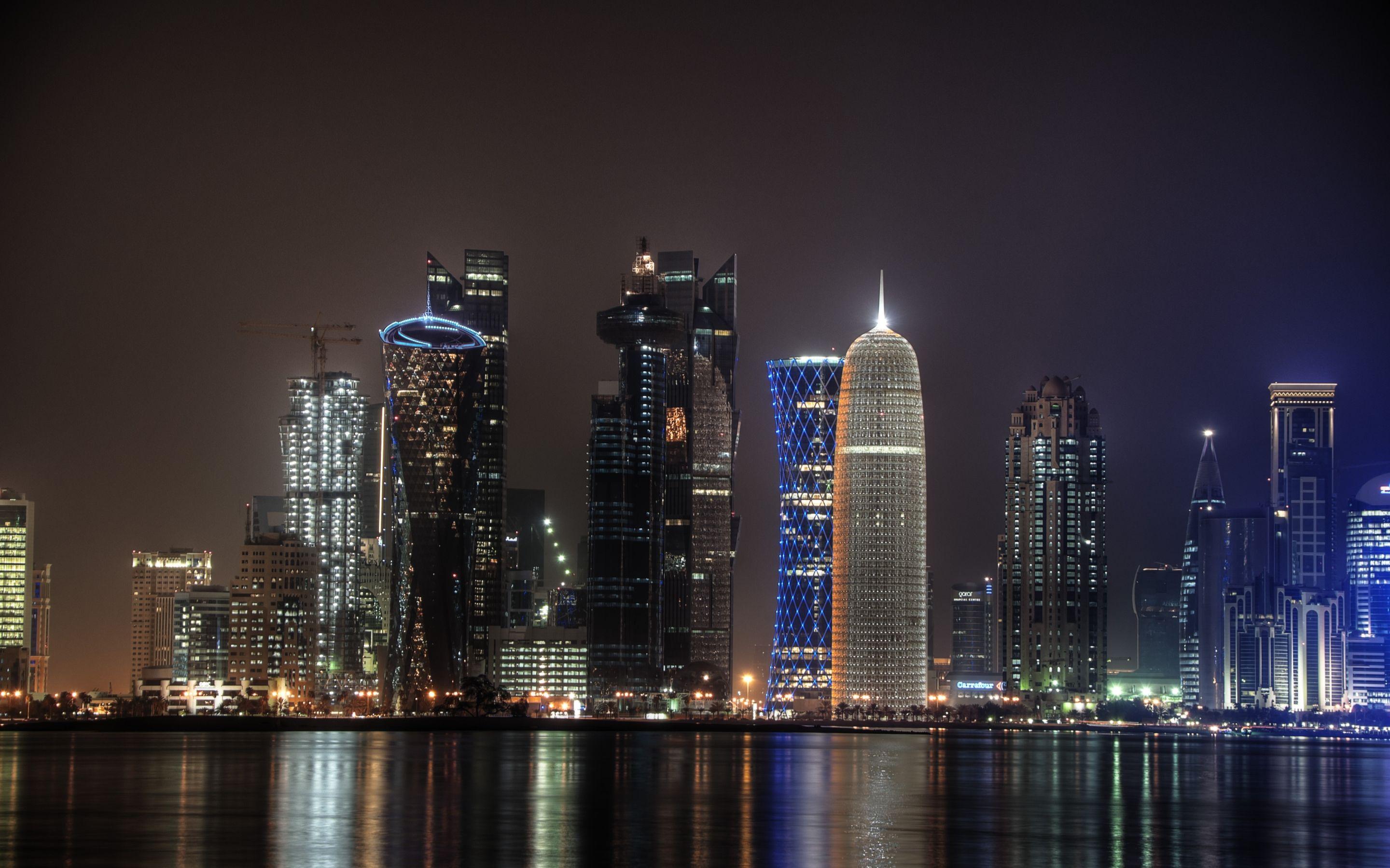 Doha Qatar architecture bonito sea lights city splendor skyline  beauty HD wallpaper  Peakpx