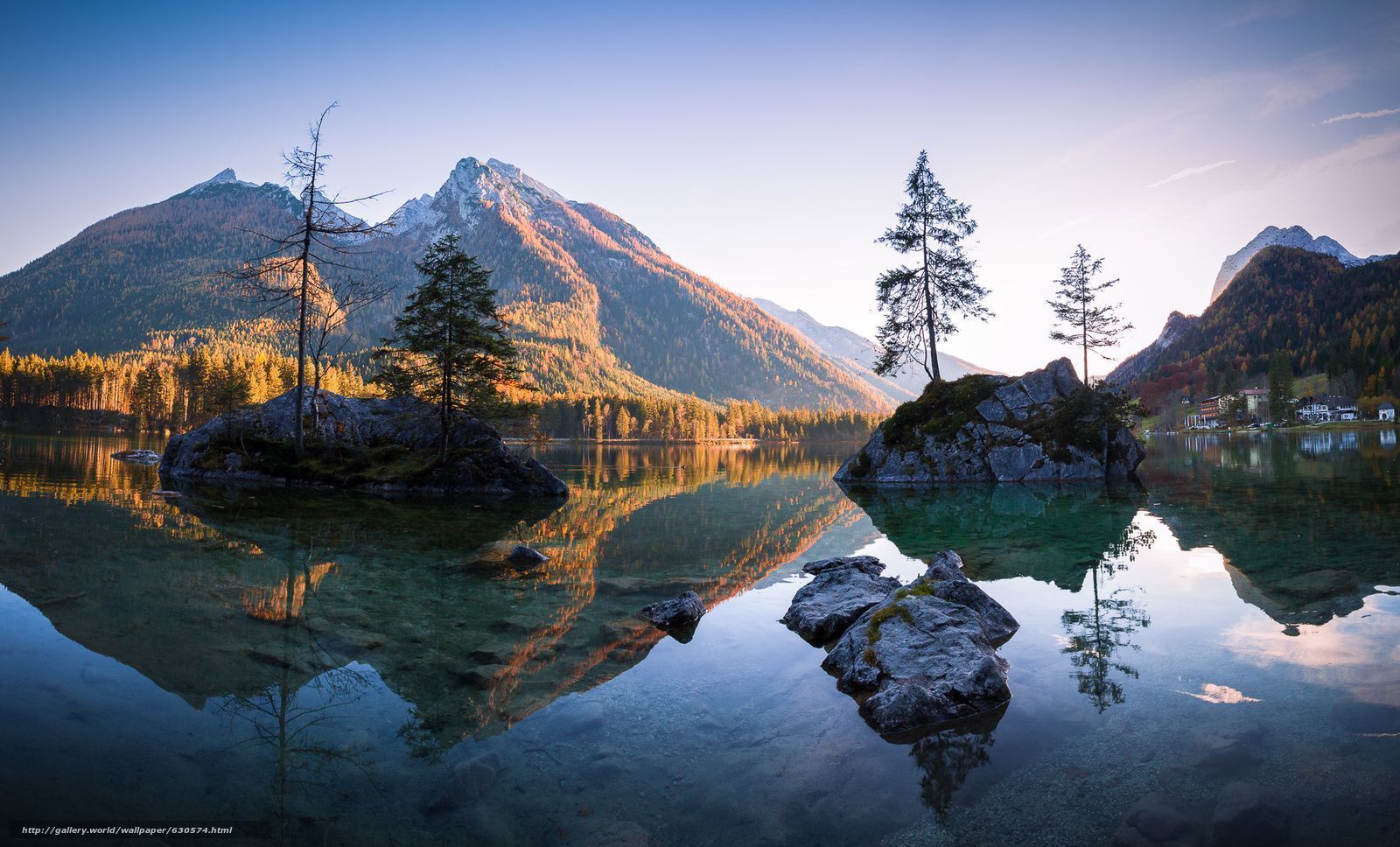 1600x968 Download wallpaper Sunset on Hintersee
