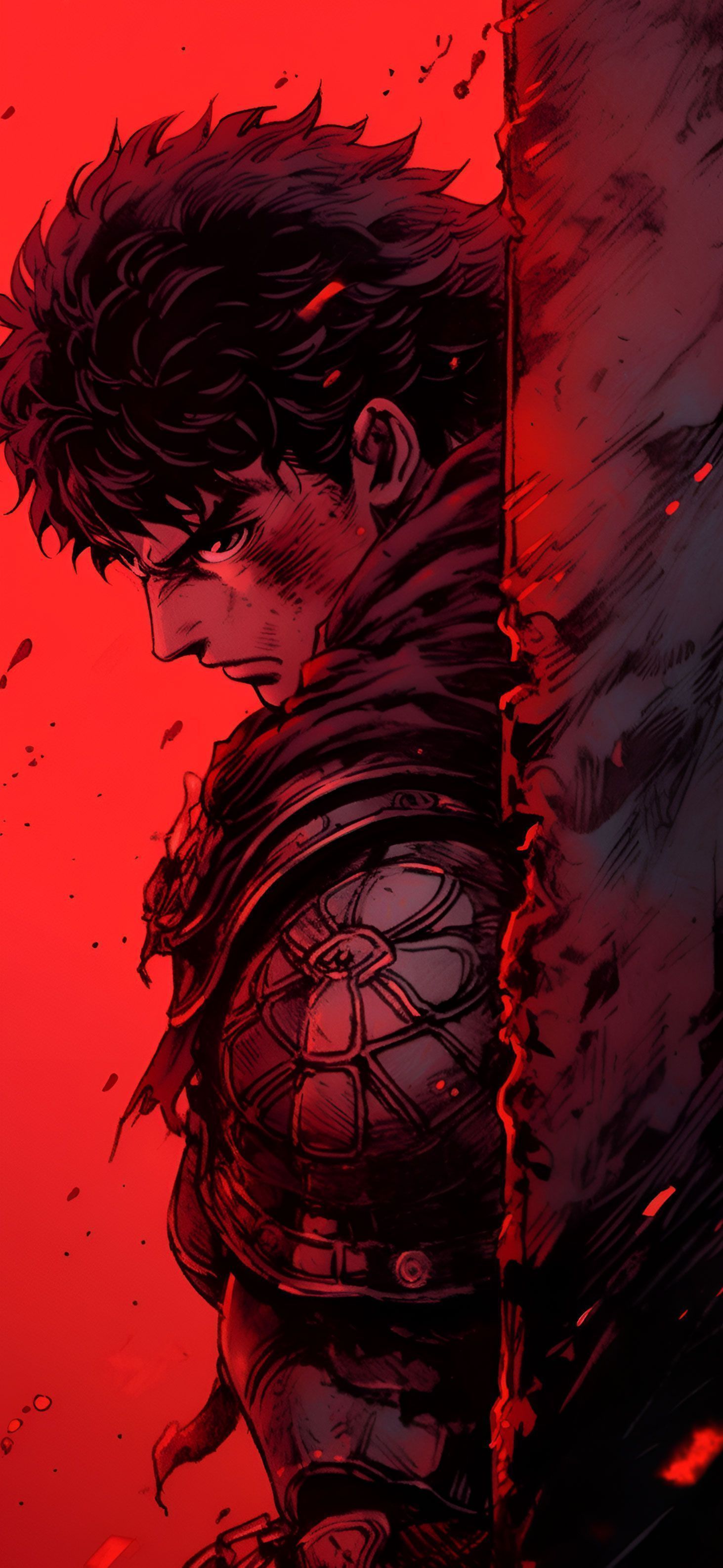 1463x3171 Berserk Guts Red Aesthetic Wallpaper