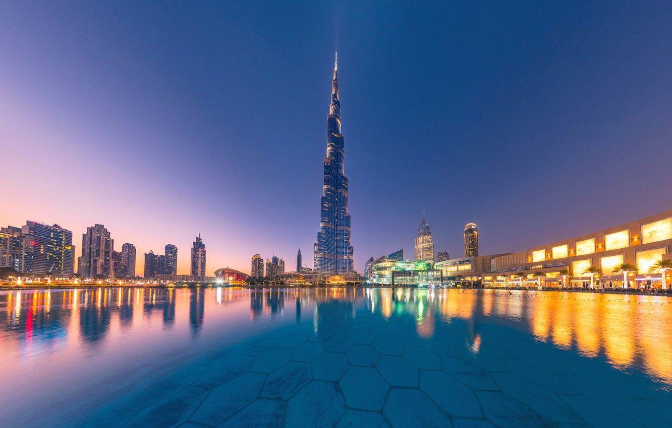 1332x850 Hình nền nước, Sự phản chiếu, Tòa nhà, Dubai, thành phố đêm