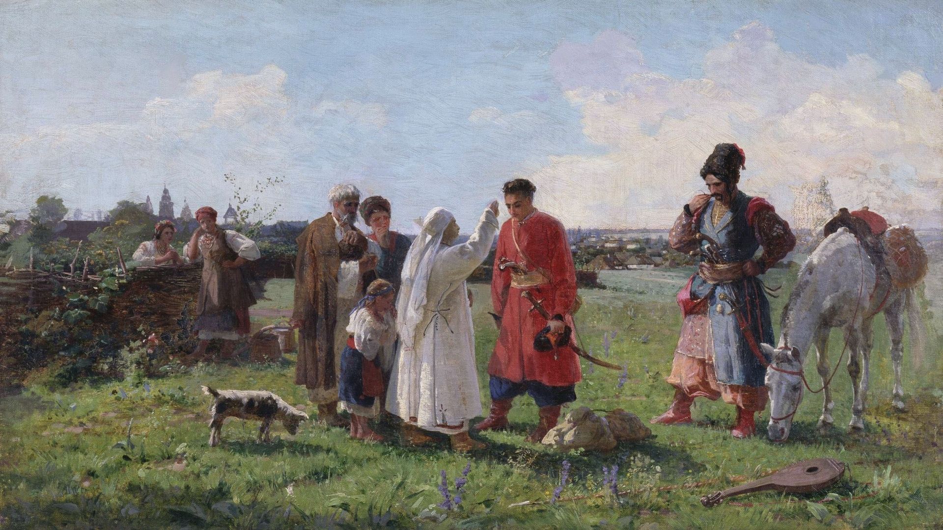 1920x1080 red, art, cossacks, man, afanasiy