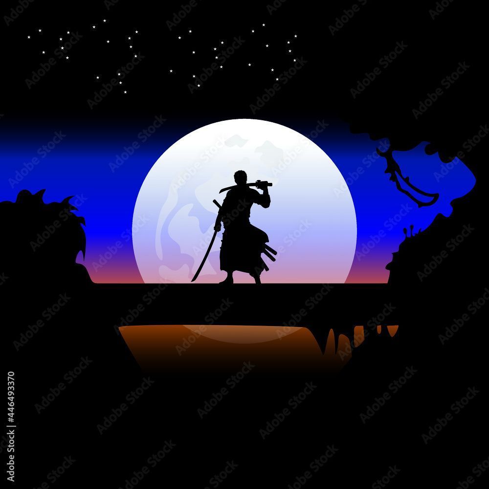 1000x1000 Roronoa Zoro Silhouette Vector
