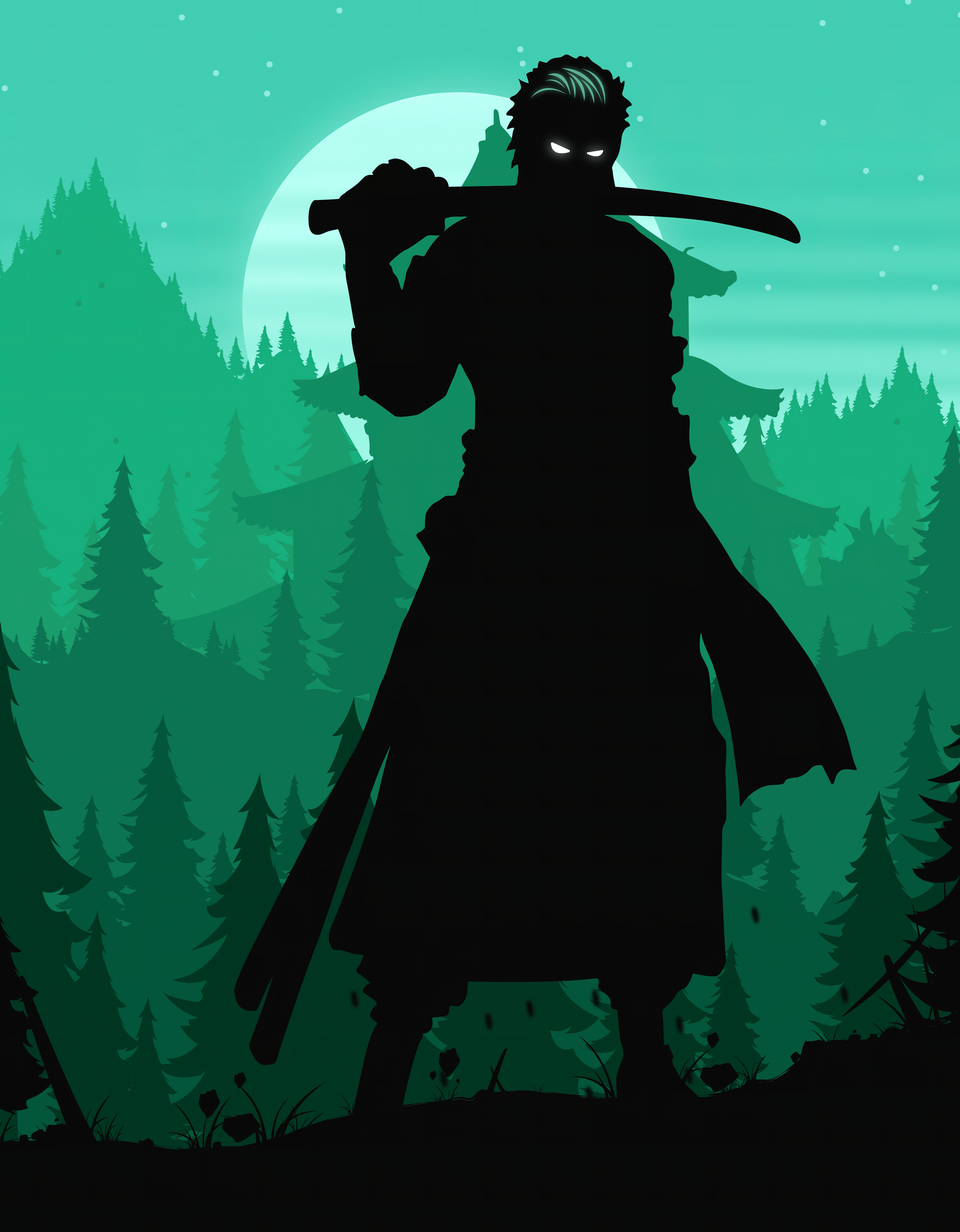 5120x6569 Roronoa Zoro Wallpaper 4K, Silhouette