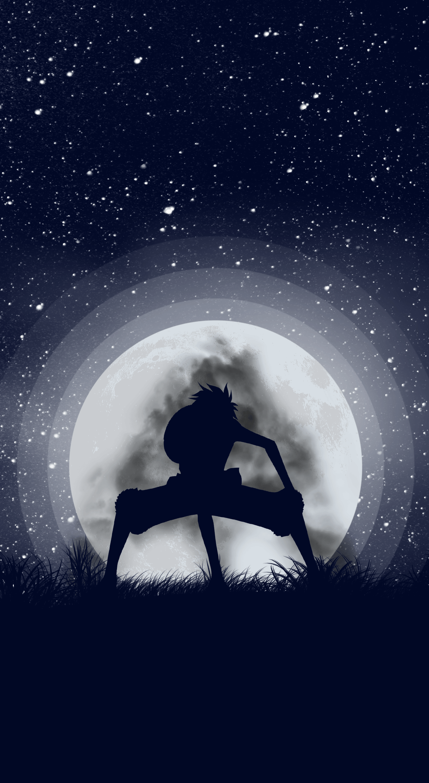 1390x2536 Silhouette Luffy Gear 5 Wallpaper