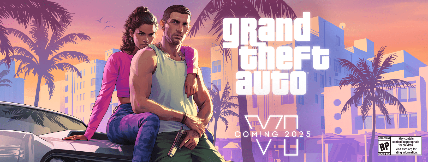 1640x624 GTA 6 logo, artwork and wallpaper