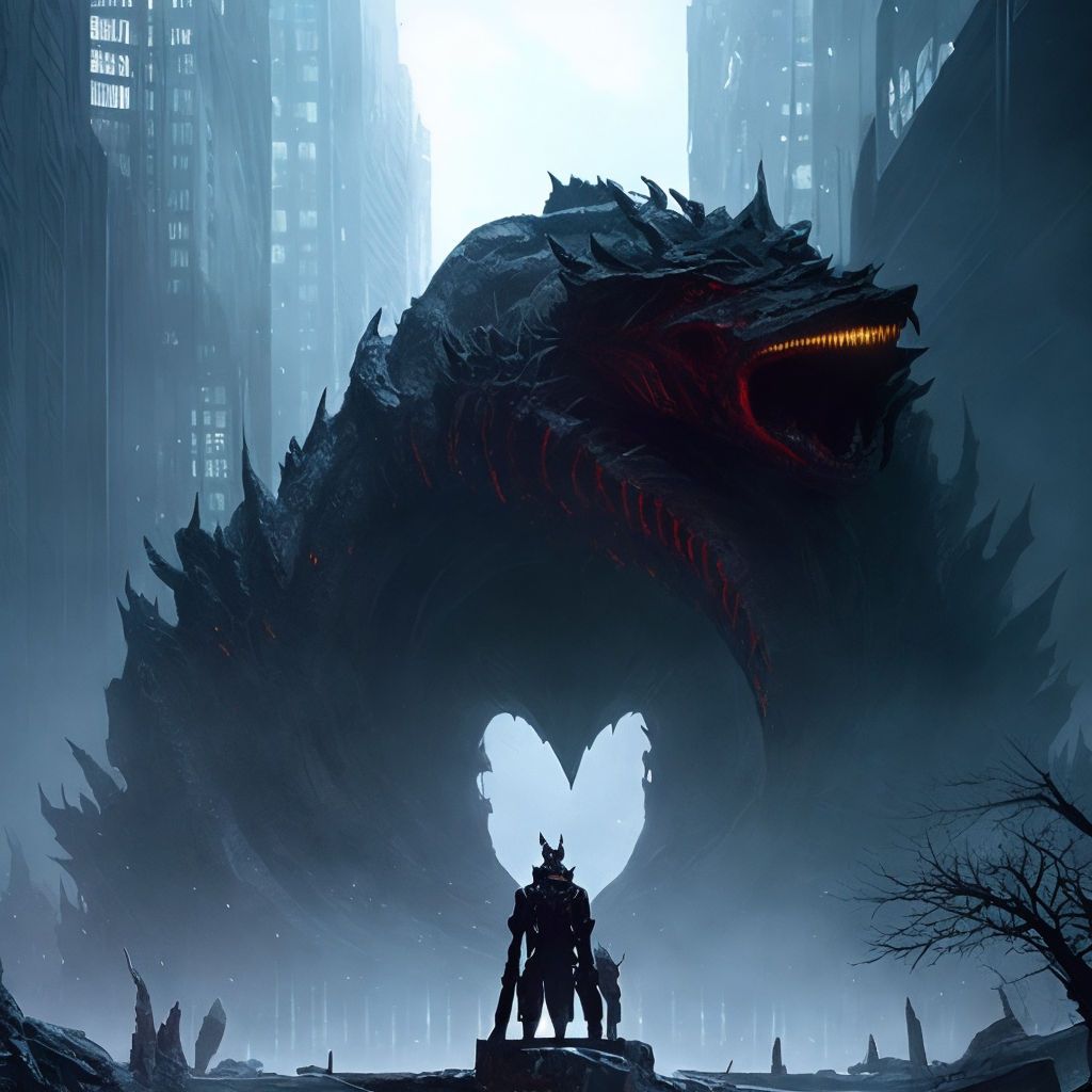1024x1024 warriors loking at a big monster
