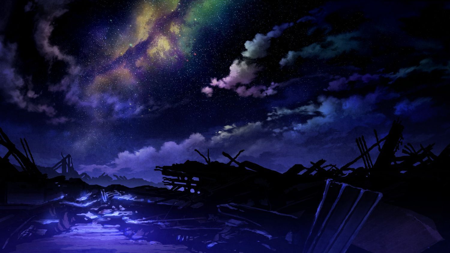 1500x845 Night scenery, Sky anime, Scenery wallpaper