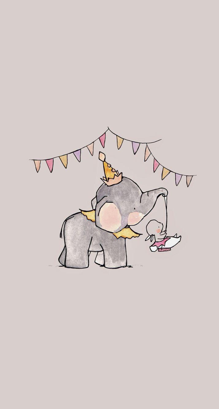 714x1334 Nursery art. Wallpaper. Elephant wallpaper, Cute