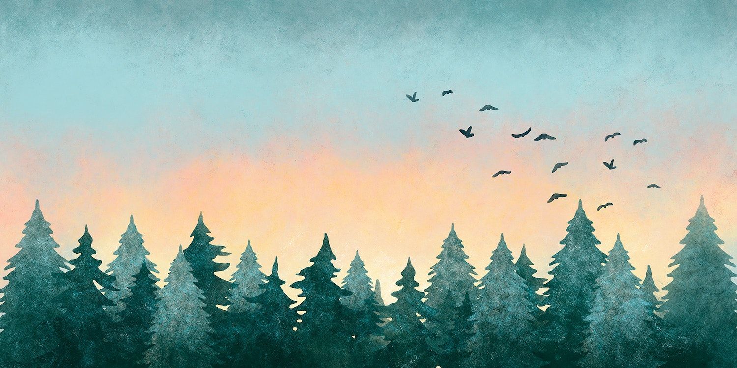 1500x750 Watercolour Sunset Tropical Scenic