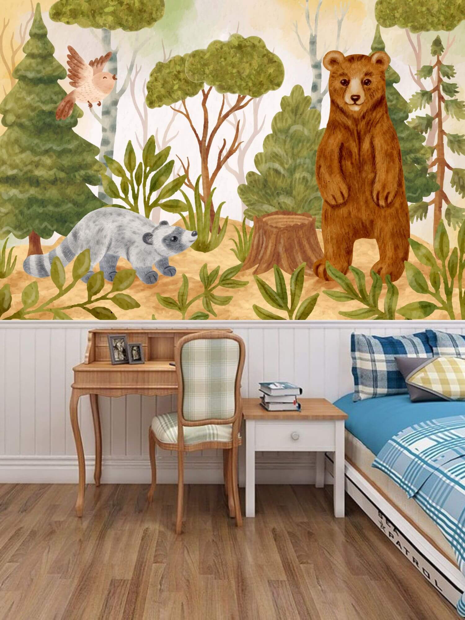 1500x2000 Raccoon Forest Mural Wallpaper SqM