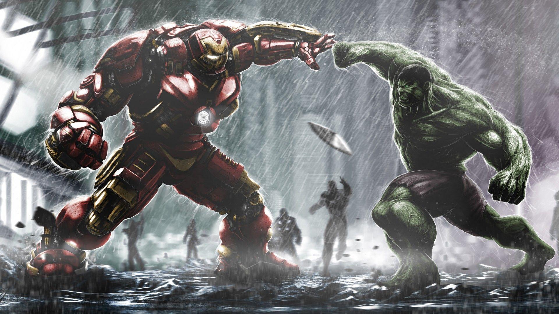 1920x1080 Hulkbuster Ironman Vs Hulk hình nền