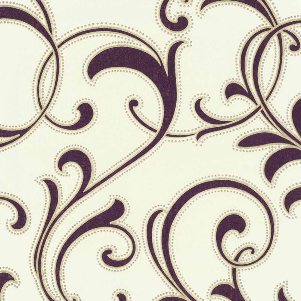 1000x1000 Moda Rococo Wallpaper Cream Purple