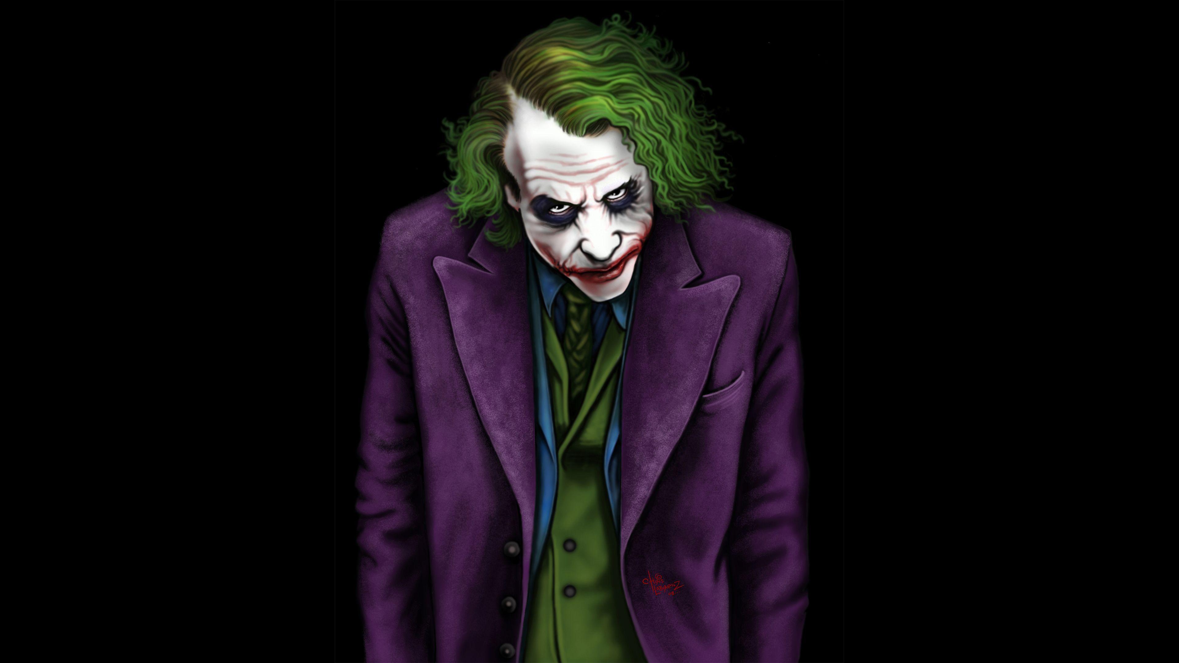 3840x2160 Joker Heath Ledger Artwork 4k supervillain wallpaper