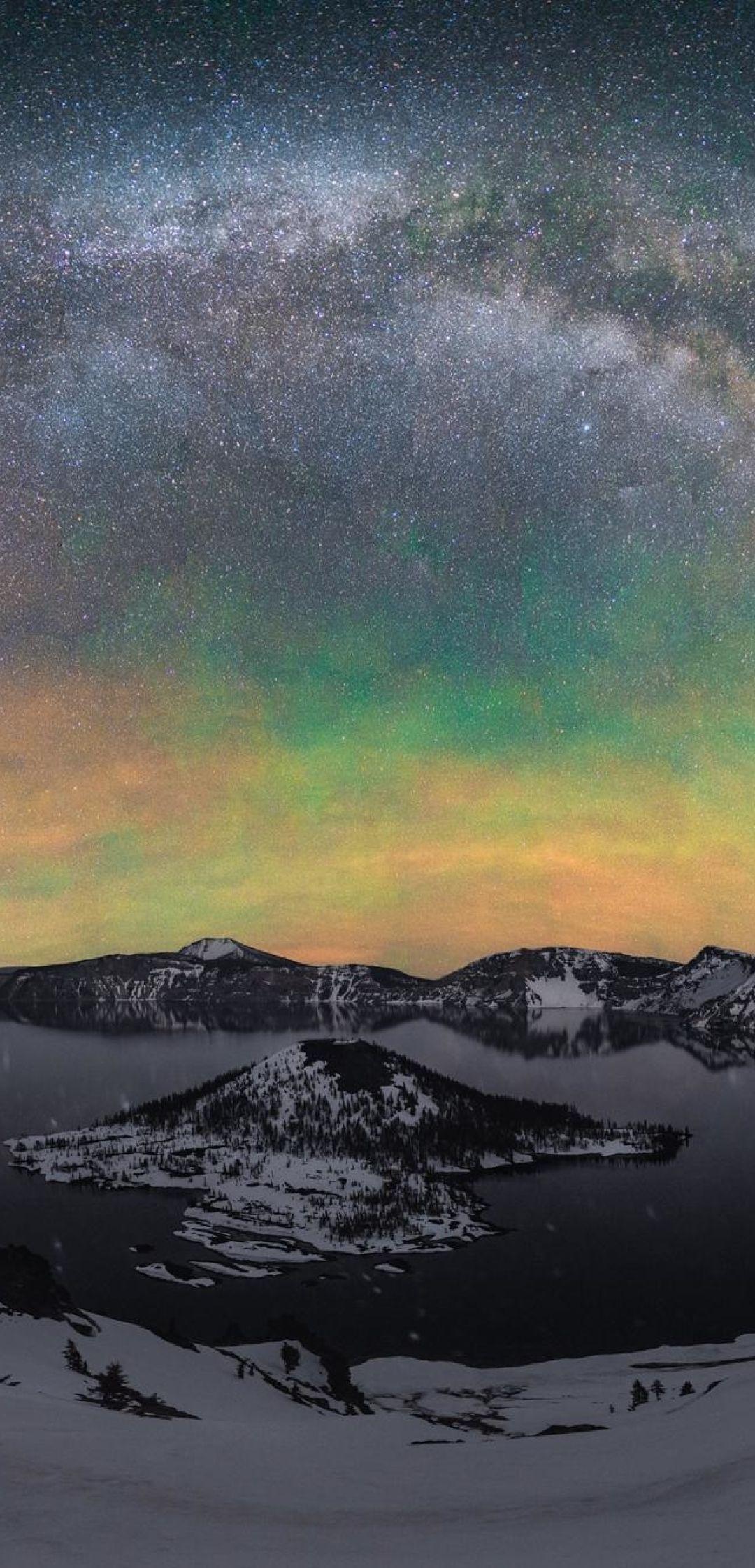 1080x2244 Crater Lake At Night 1080x2244 Resolution