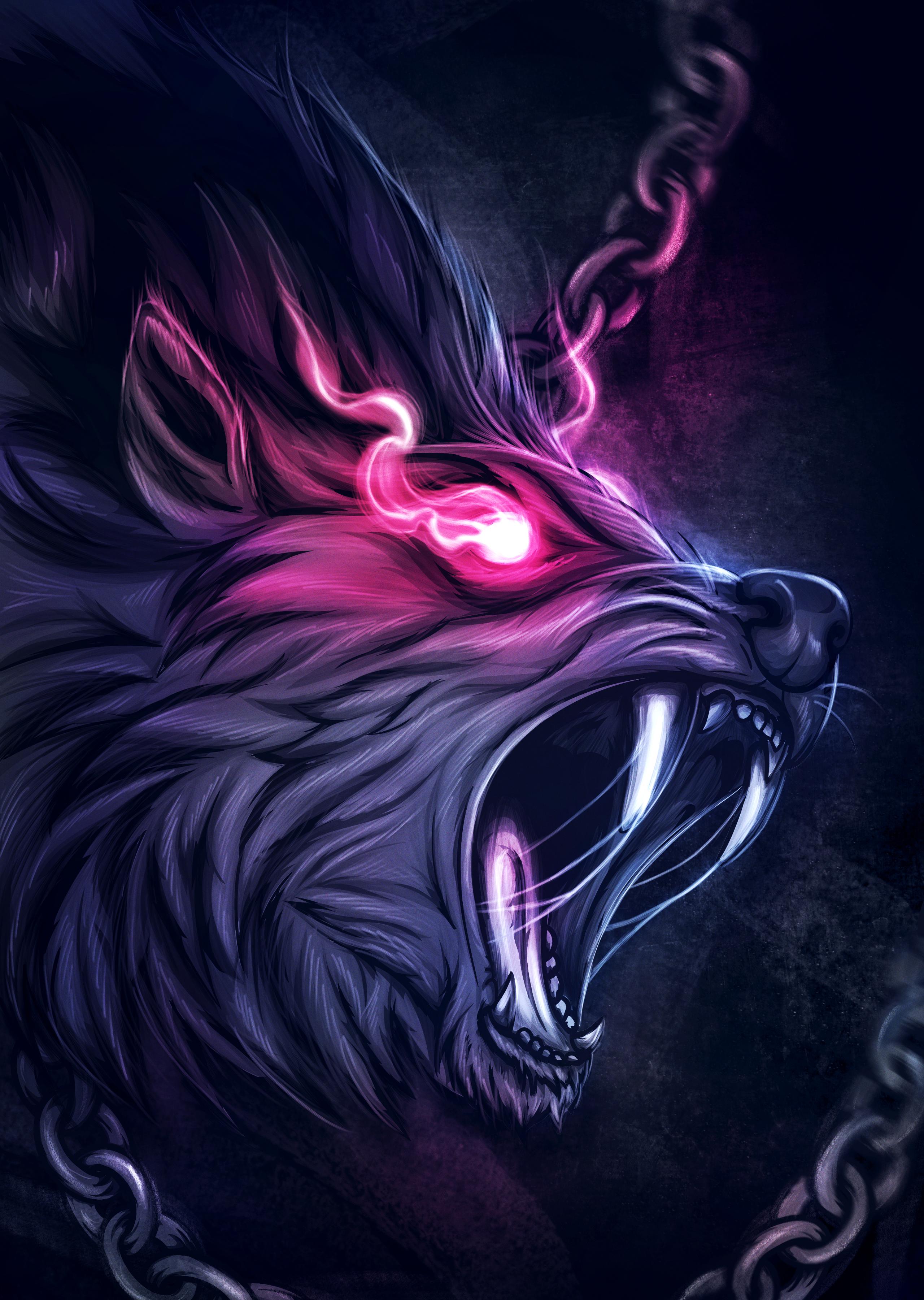 2560x3600 Dire Wolf Illustration Process