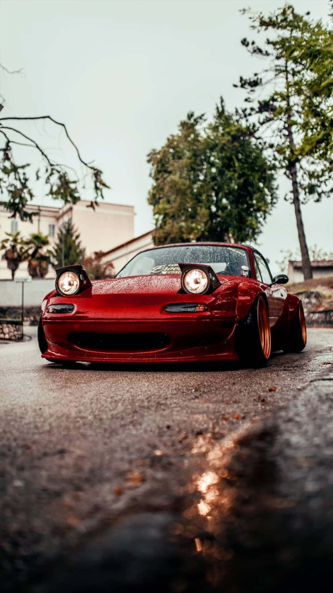 1080x1920 Download Wet Mazda MX 5 Miata Red