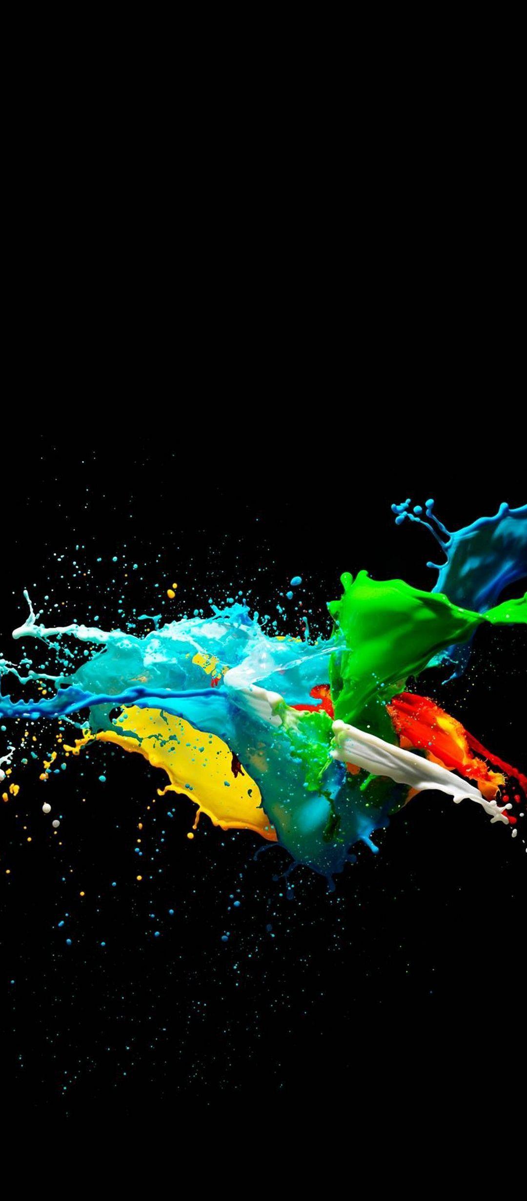 1080x2460 Nền sơn đen đầy màu sắc - [1080x2460)
