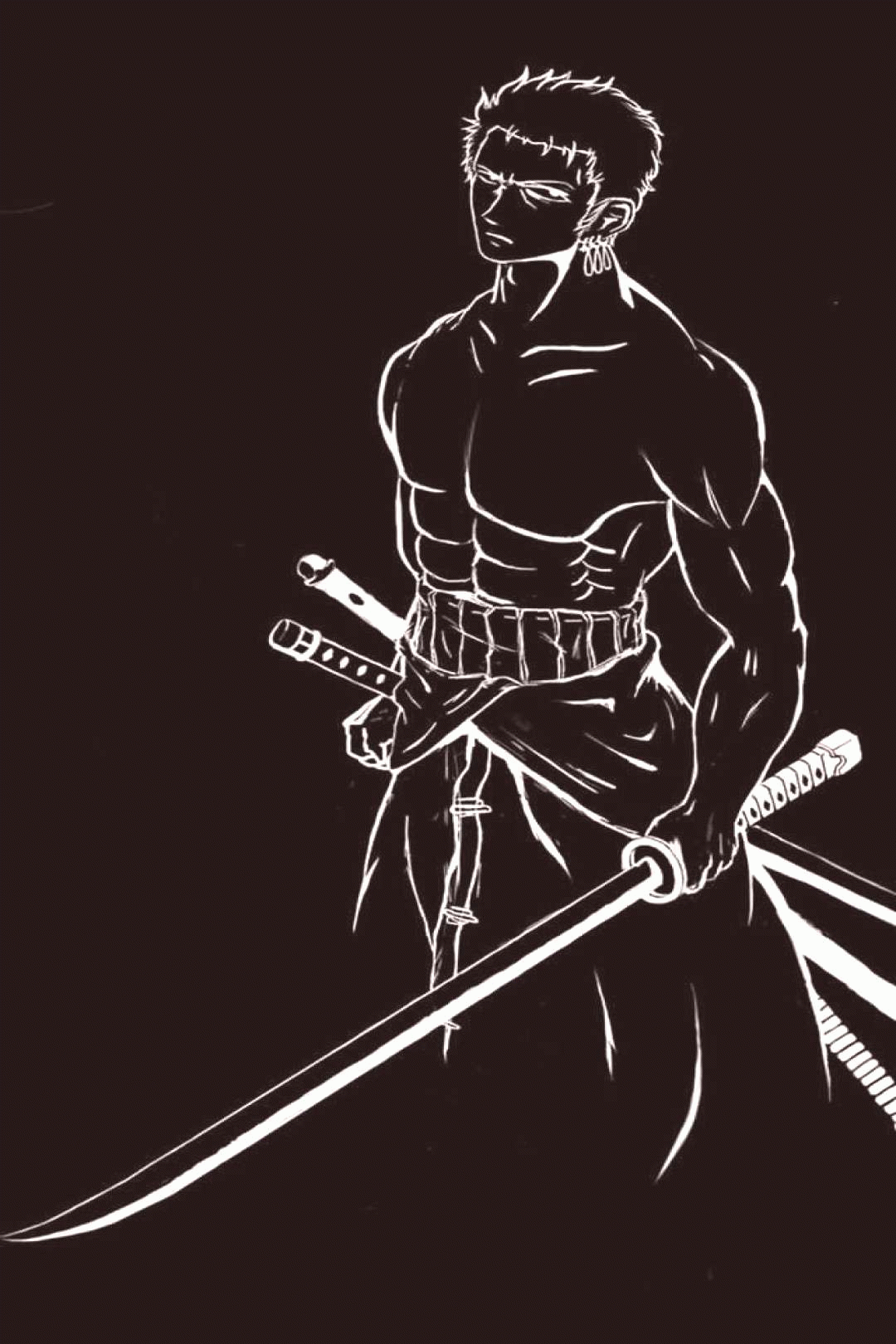 1080x1620 Zoro Black And White Wallpaper