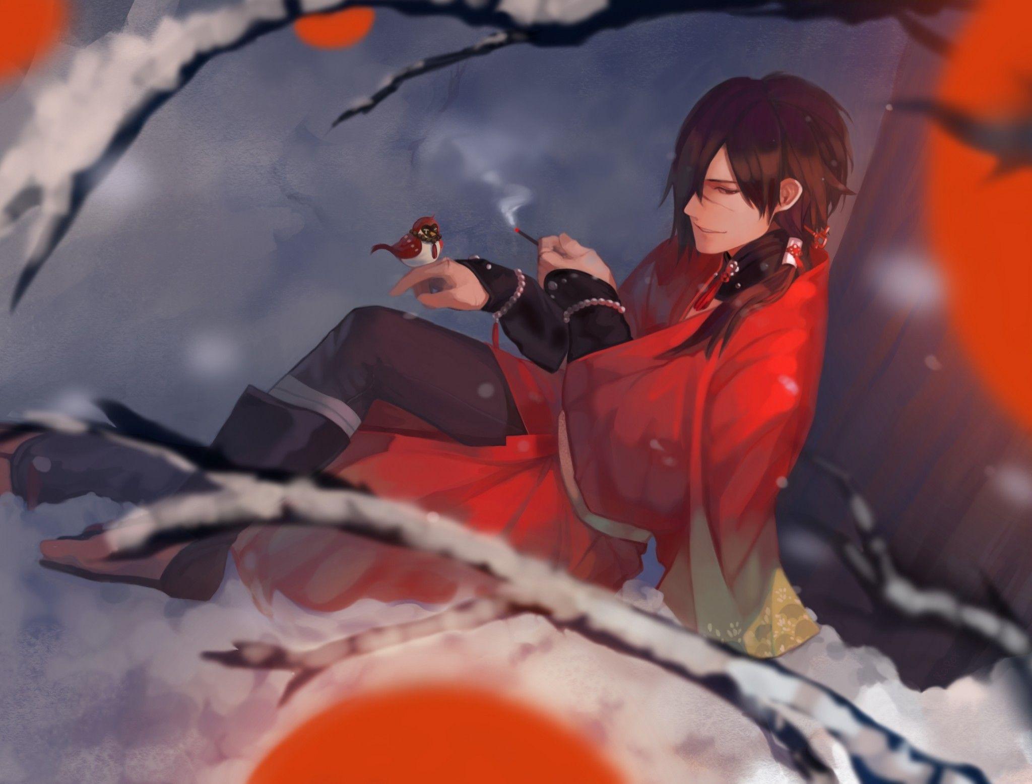 2048x1556 Download 2048x1556 Dramatical Murder, Koujaku, Smiling, Tree