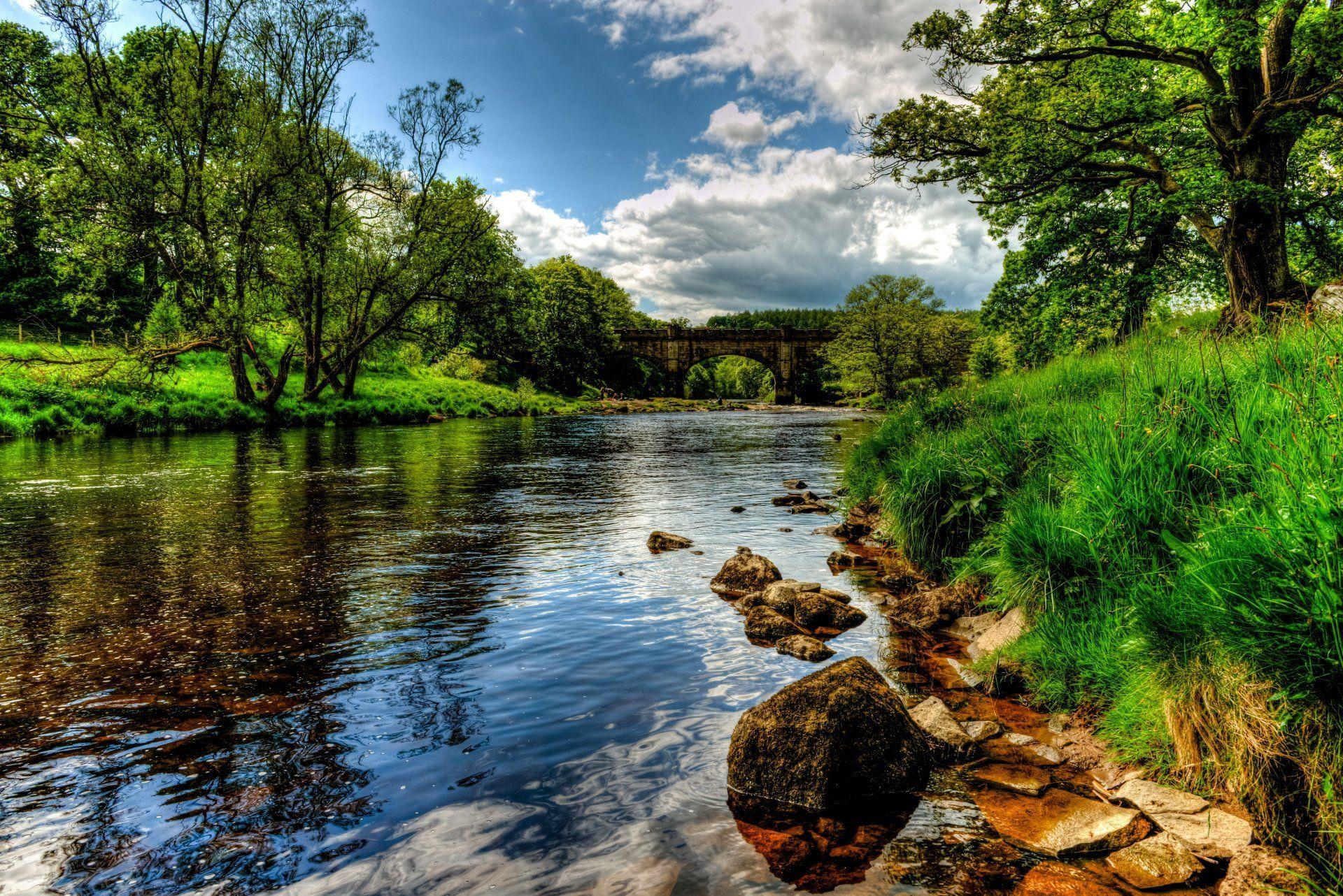 1920x1282 river england landscape bolton wharfe grass hdr nature HD wallpaper