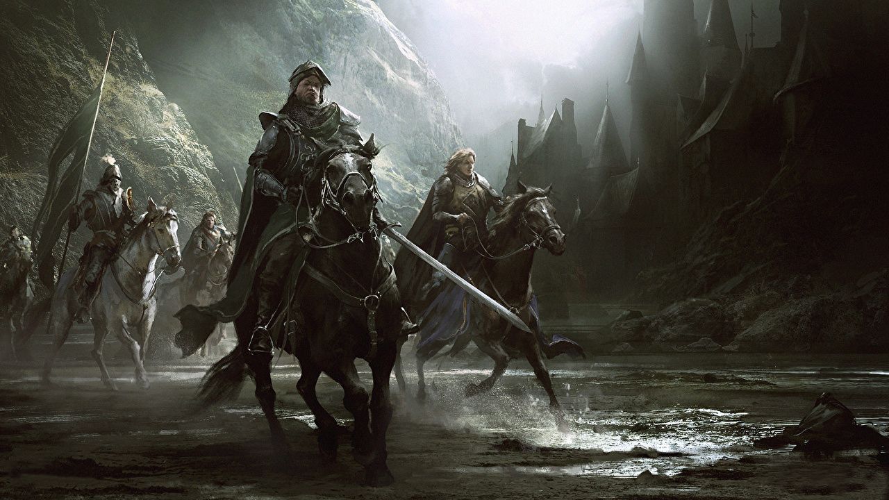 1280x720 Desktop Wallpaper Armor horse Knight Swords warrior Fantasy