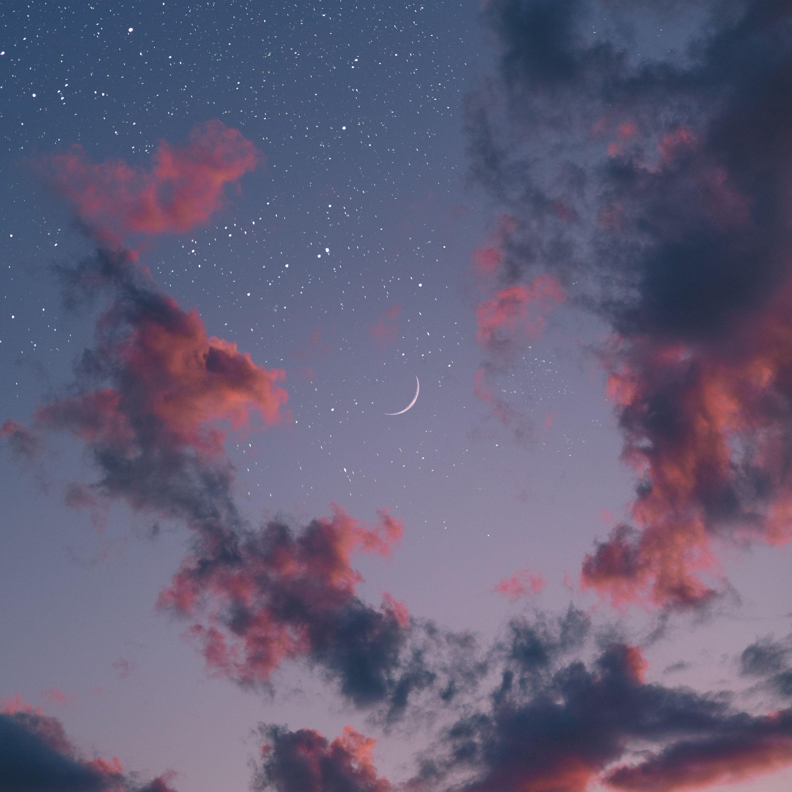 2780x2780 Download wallpaper 2780x2780 sky, clouds, moon, stars, night