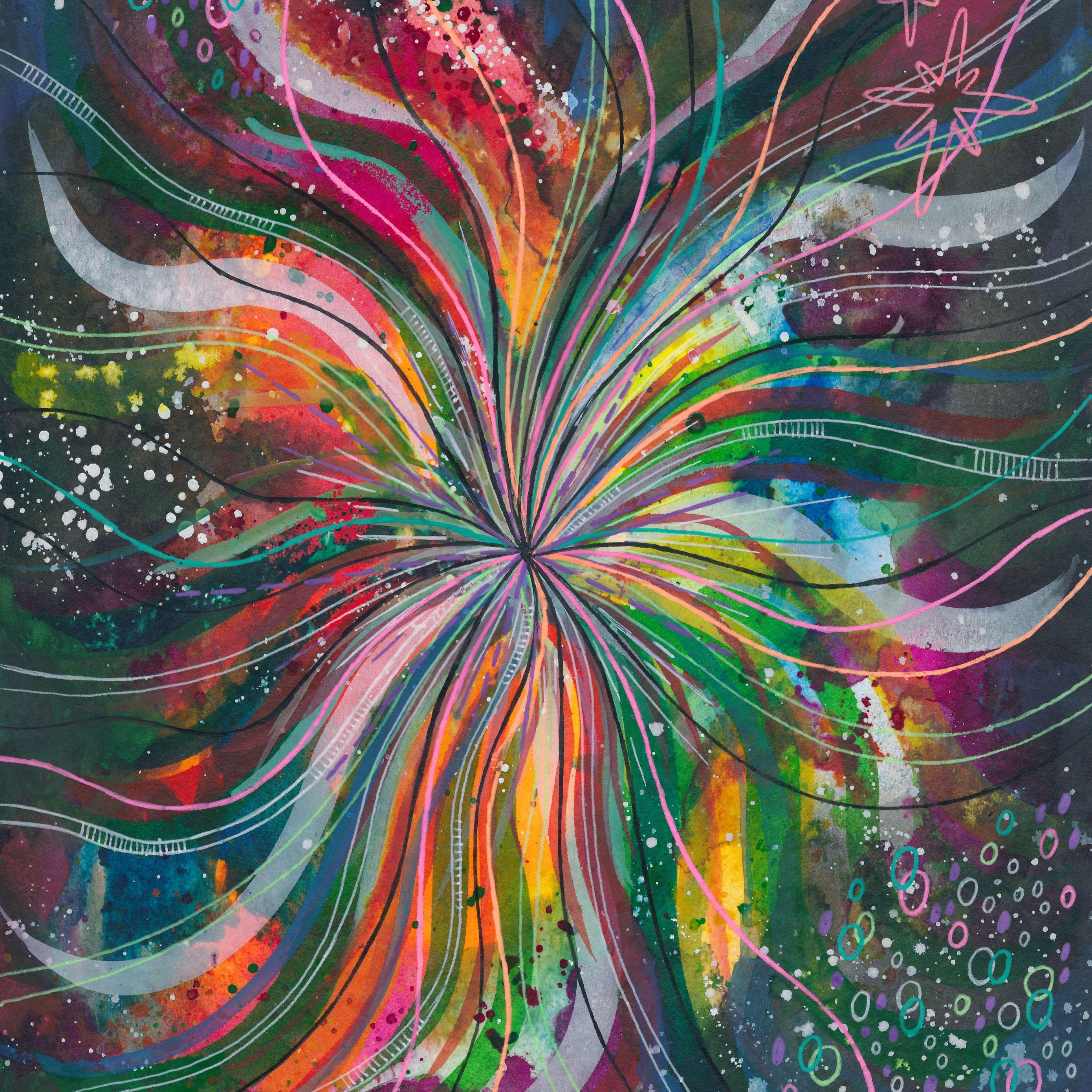 2780x2780 Download wallpaper 2780x2780 watercolor, lines, multicolored