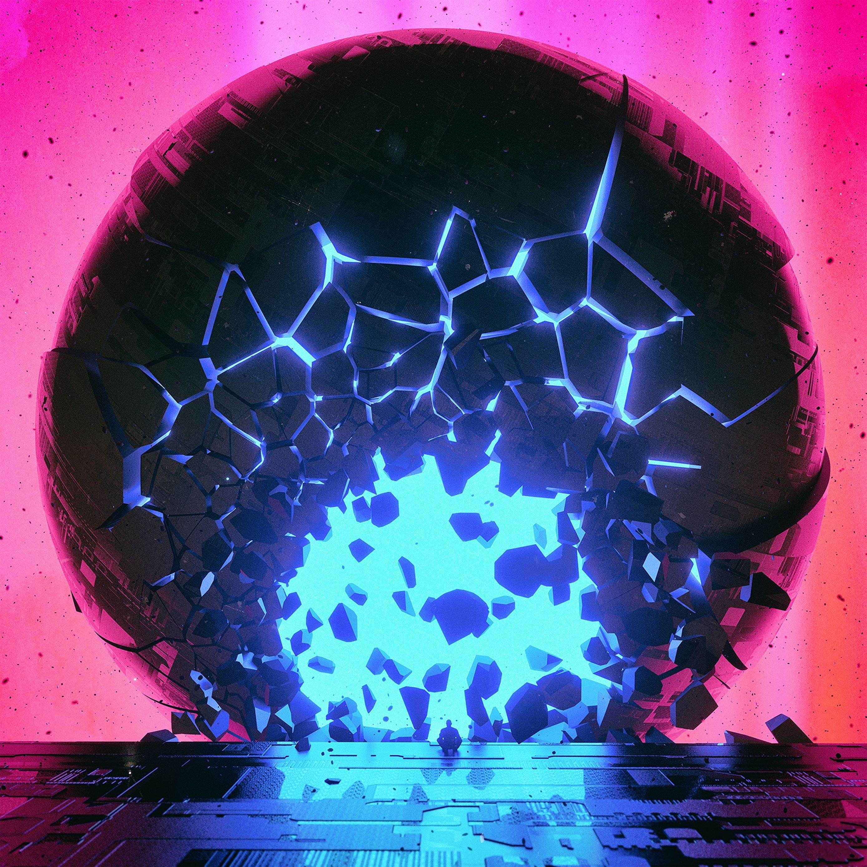 2780x2780 Download wallpaper 2780x2780 ball, shards, glow, bright