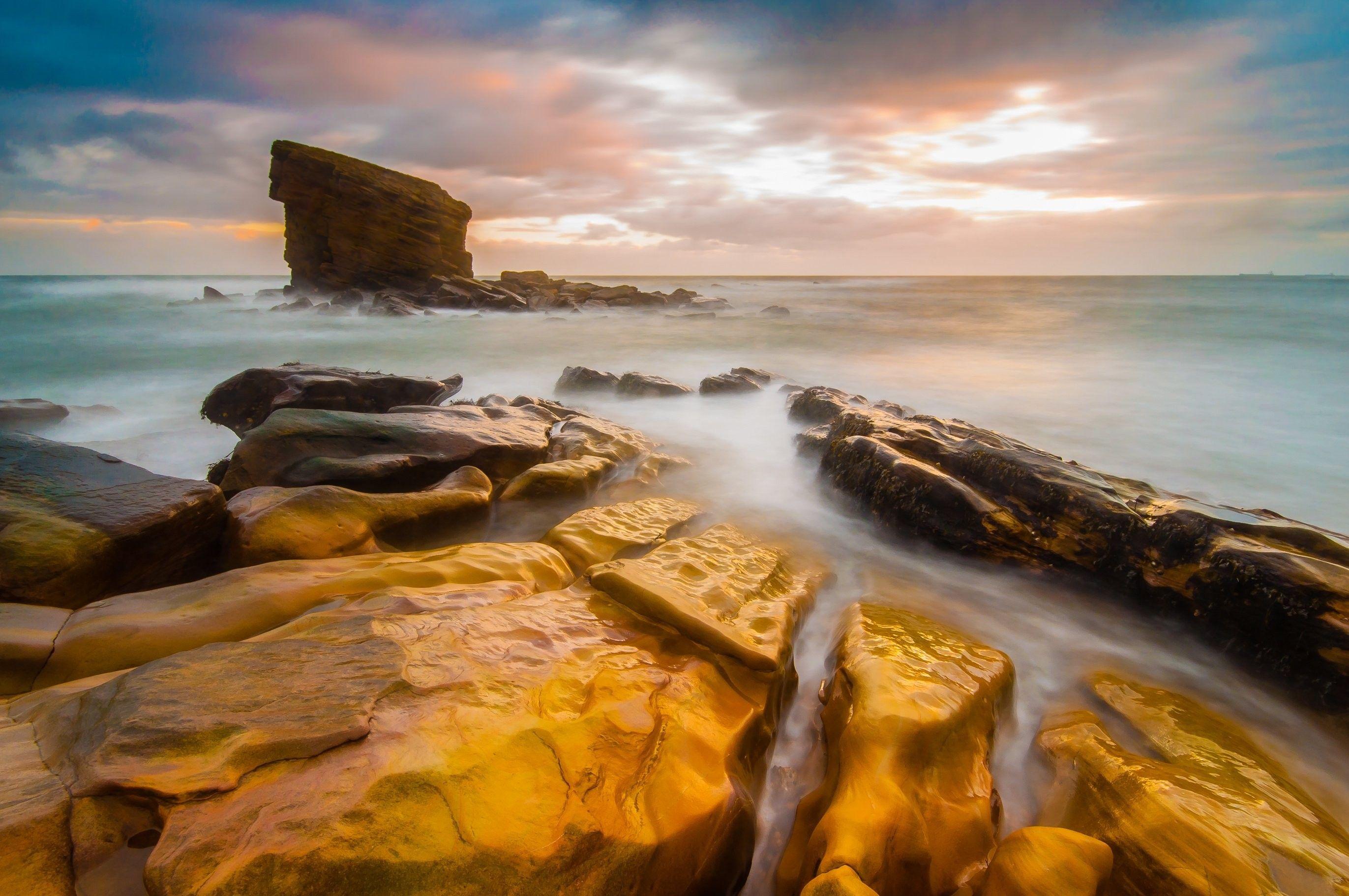 2743x1822 Beaches: Stone Sea England Landscape Wallpaper HD Nature New for HD