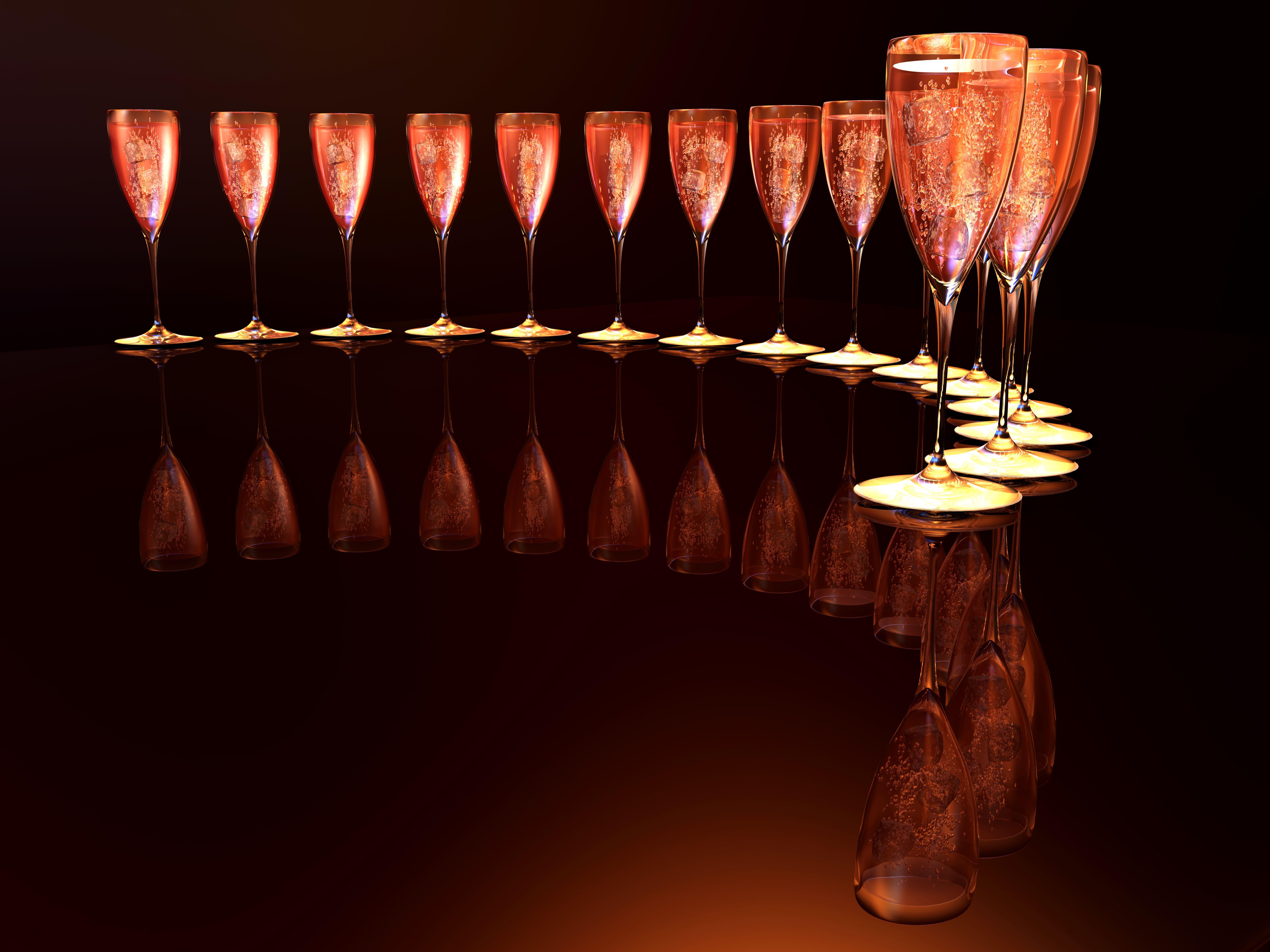 6400x4800 Photos Sparkling wine Reflection Food Stemware 6400x4800