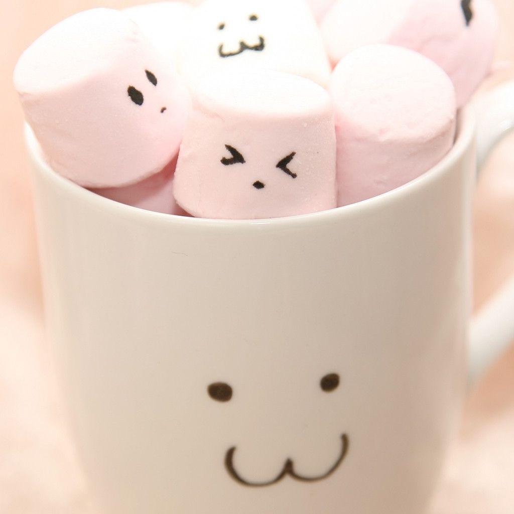 1024x1024 Cute Pink Marshmallow In Cup #iPad #Wallpaper. iPad Wallpaper