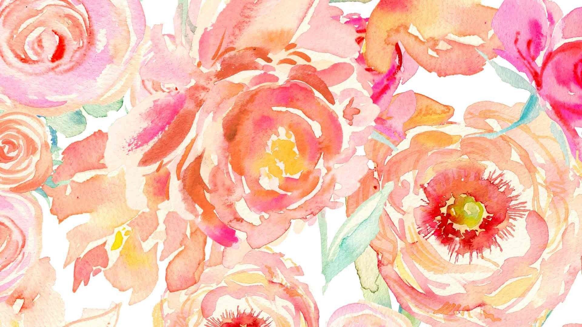 1920x1080 Watercolor Flowers hình nền