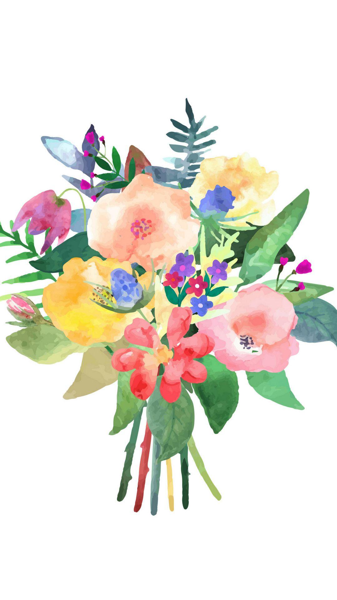 1080x1920 Watercolor Flowers Wallpaper