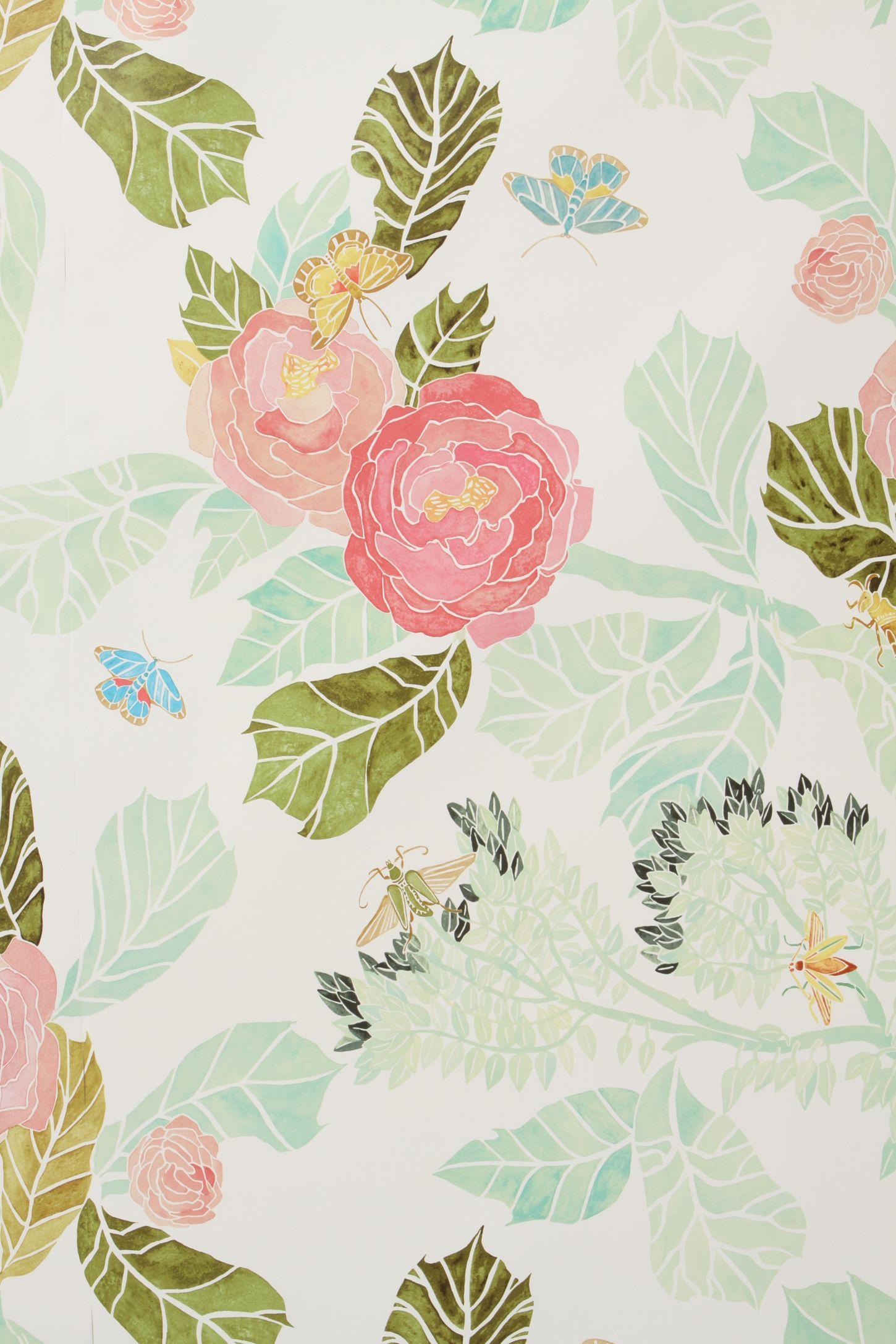 1450x2175 Anthropologie Watercolor Flora Wallpaper