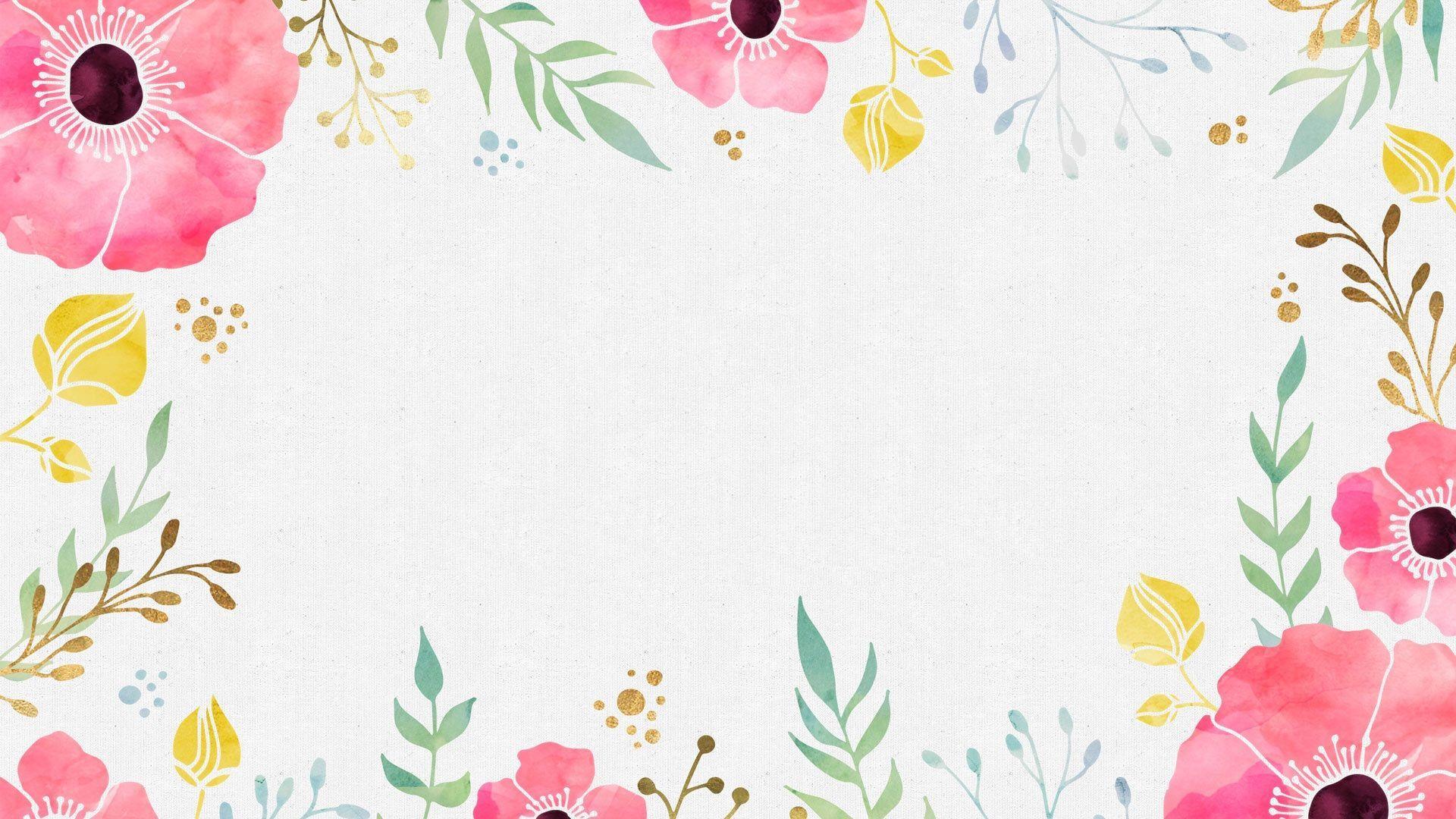 Pastel Watercolor Flowers Desktop Wallpaper