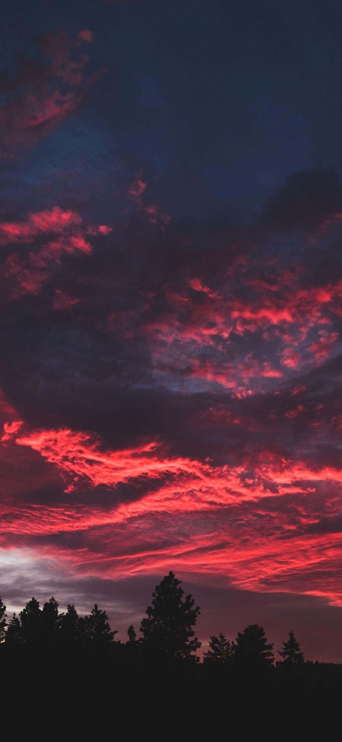 1125x2436 Download 1125x2436 wallpaper colorful, clouds, sunset, dark