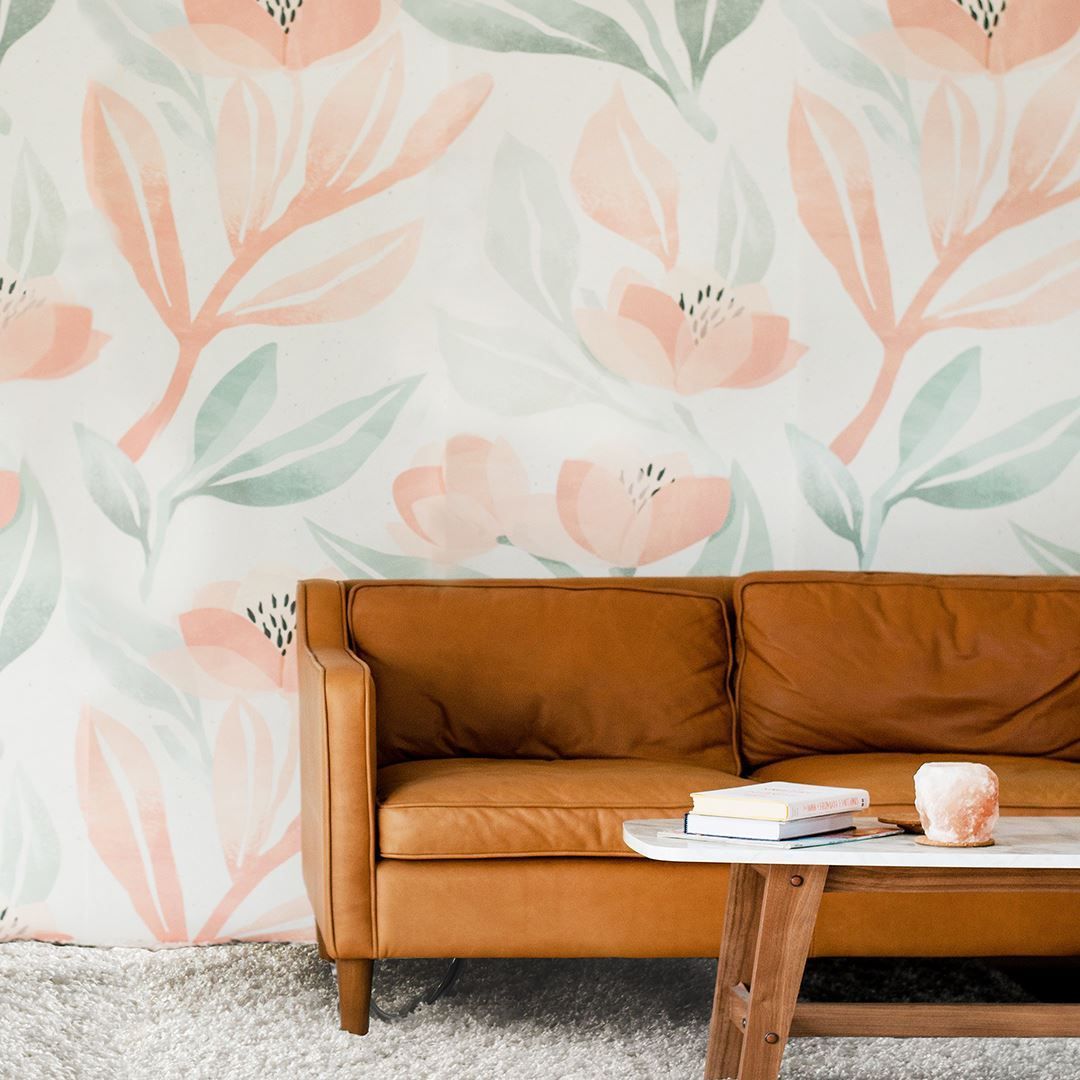 1080x1080 Orange Blossoms Wallpaper Mural Adhesive Vinyl Wallpaper Sample