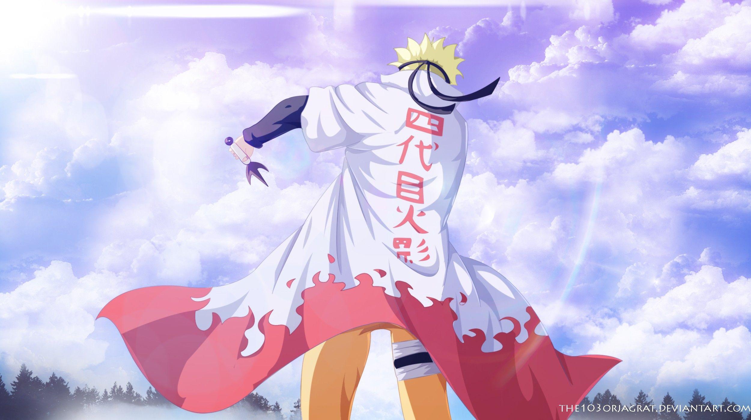 Naruto puts on the fourth hokage cloak on Make a GIF